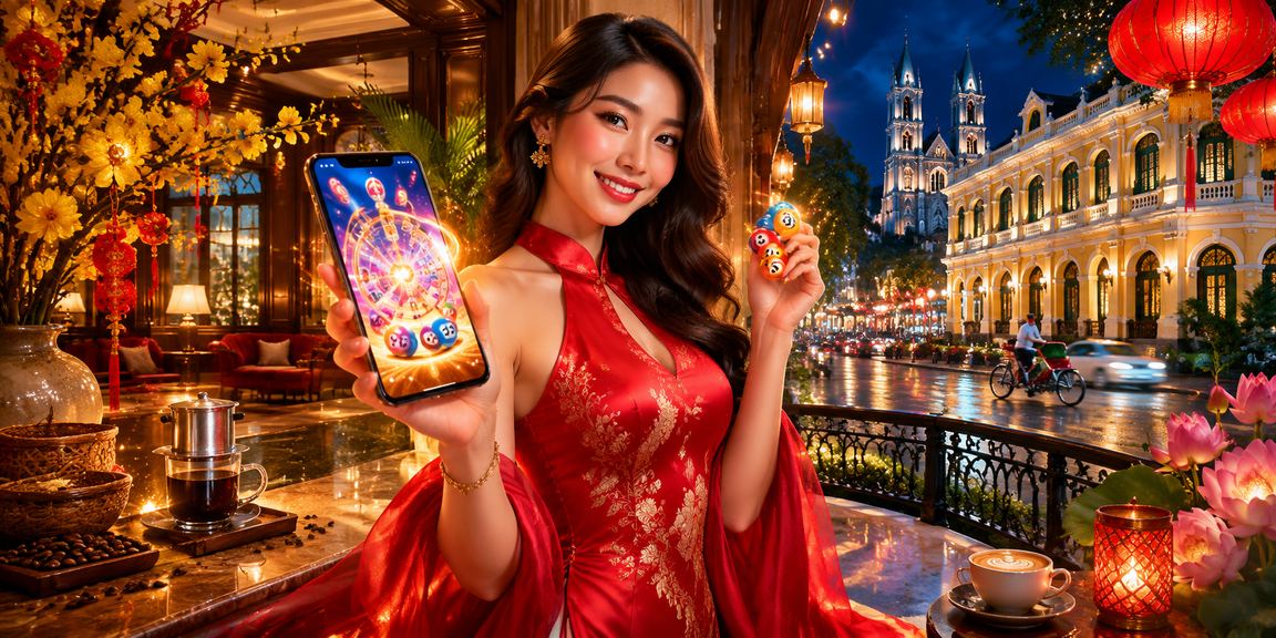Người dùng xem xổ số và đặt cược trên điện thoại tại quán cà phê Hà Nội