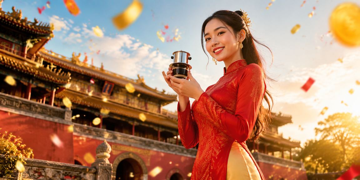 Người dùng tại Huế ngồi quán cà phê xem thông tin quản lý vốn cá cược trên điện thoại